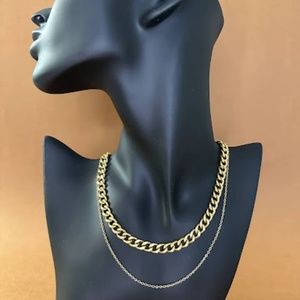 Double Layered 18K Gold Plated Cuban Link Necklace